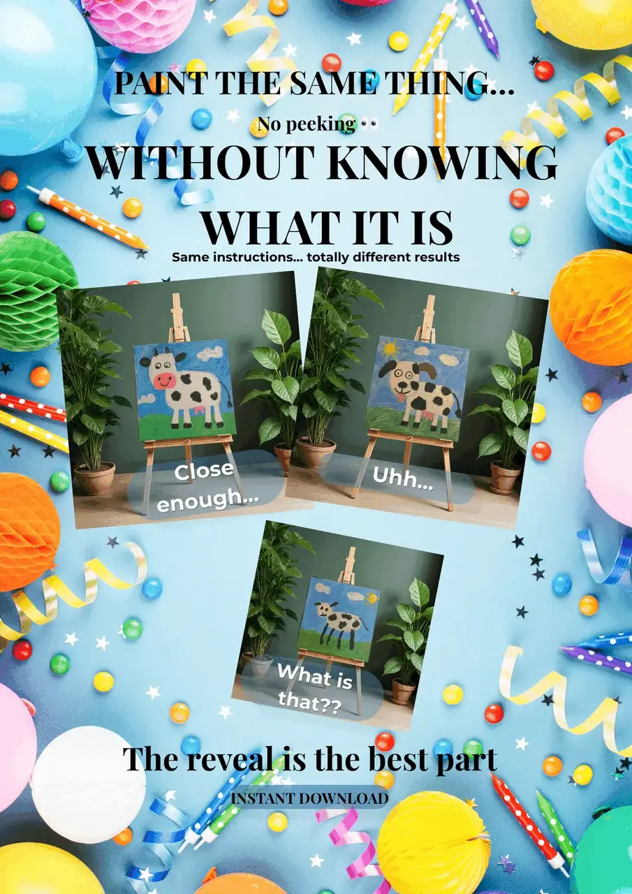Mystery Paint Game — Fun Wig Party Instant Download
